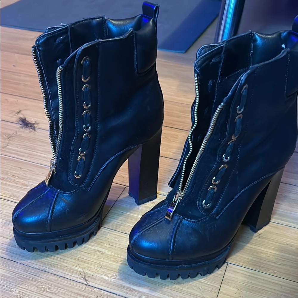 Black Chunky Platform Heeled Boots